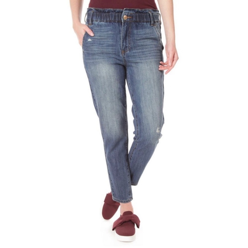 STS Blue Ankle Paperbag Distressed High Rise Elastic Waist Jeans Size 29